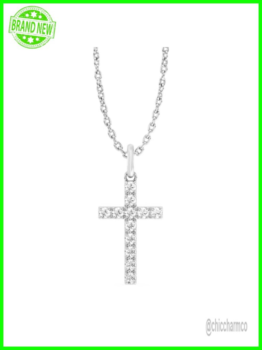 1/10 ct Lab Grown Diamond Sterling Silver Cross Pendant Necklace